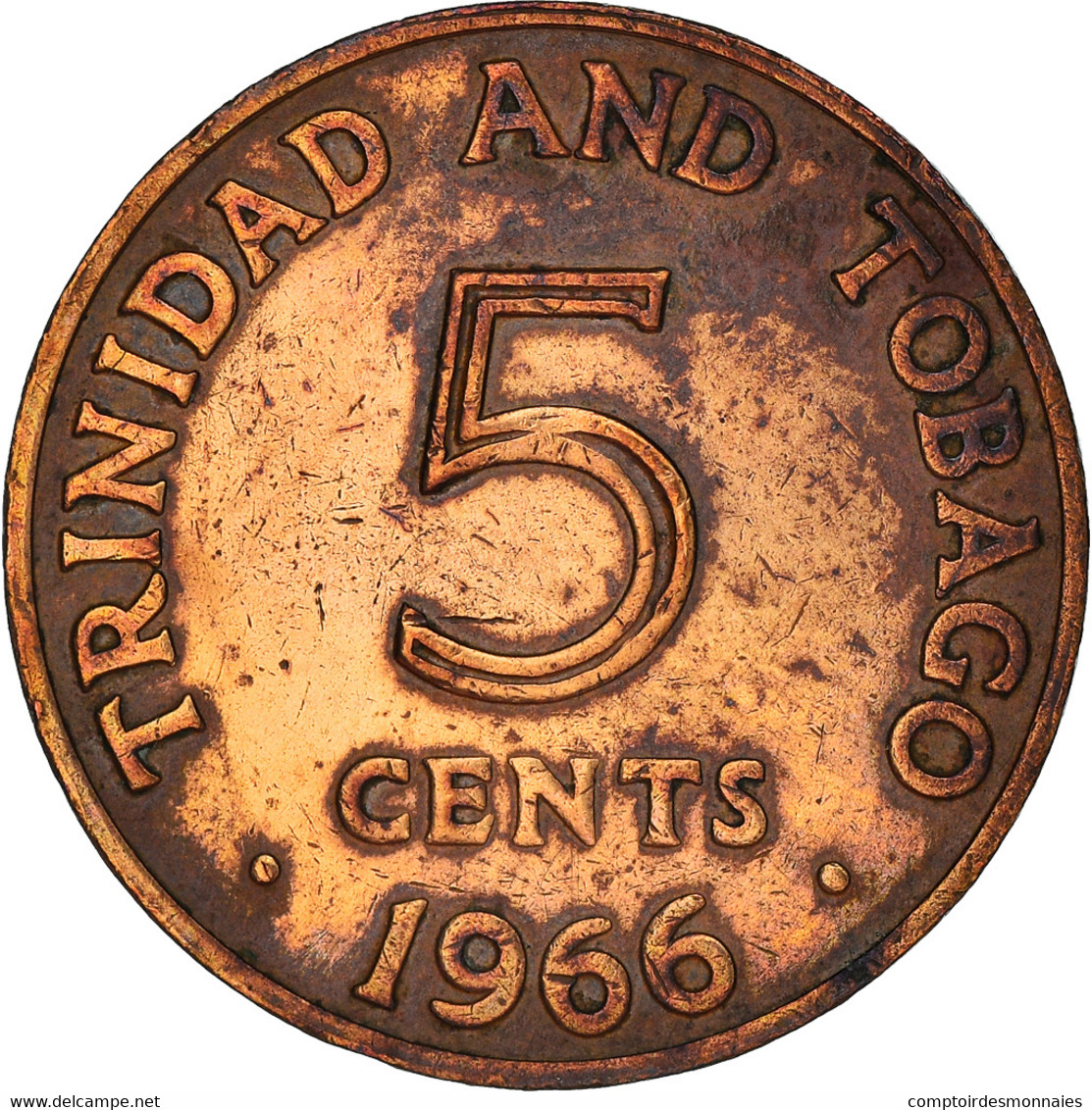 Monnaie, TRINIDAD & TOBAGO, 5 Cents, 1966, Franklin Mint, TB+, Bronze, KM:2 - Trinité & Tobago
