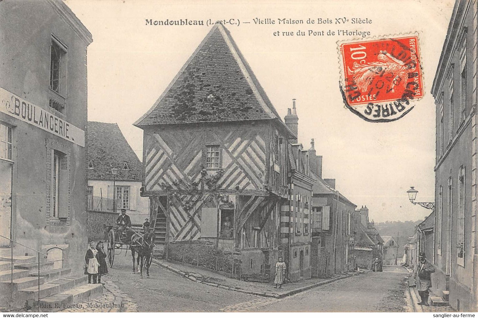 CPA 41 MONDOUBLEAU VIEILLE MAISON DE BOIS ET RUE DU PONT DE L'HORLOGE - Otros & Sin Clasificación