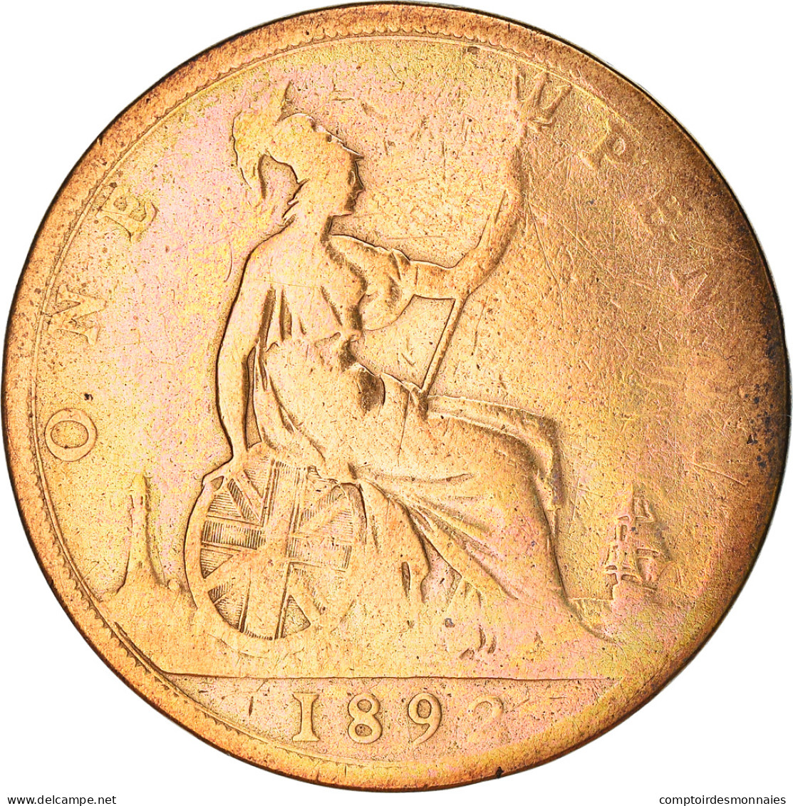 Monnaie, Grande-Bretagne, Victoria, Penny, 1892, B, Bronze, KM:755 - D. 1 Penny