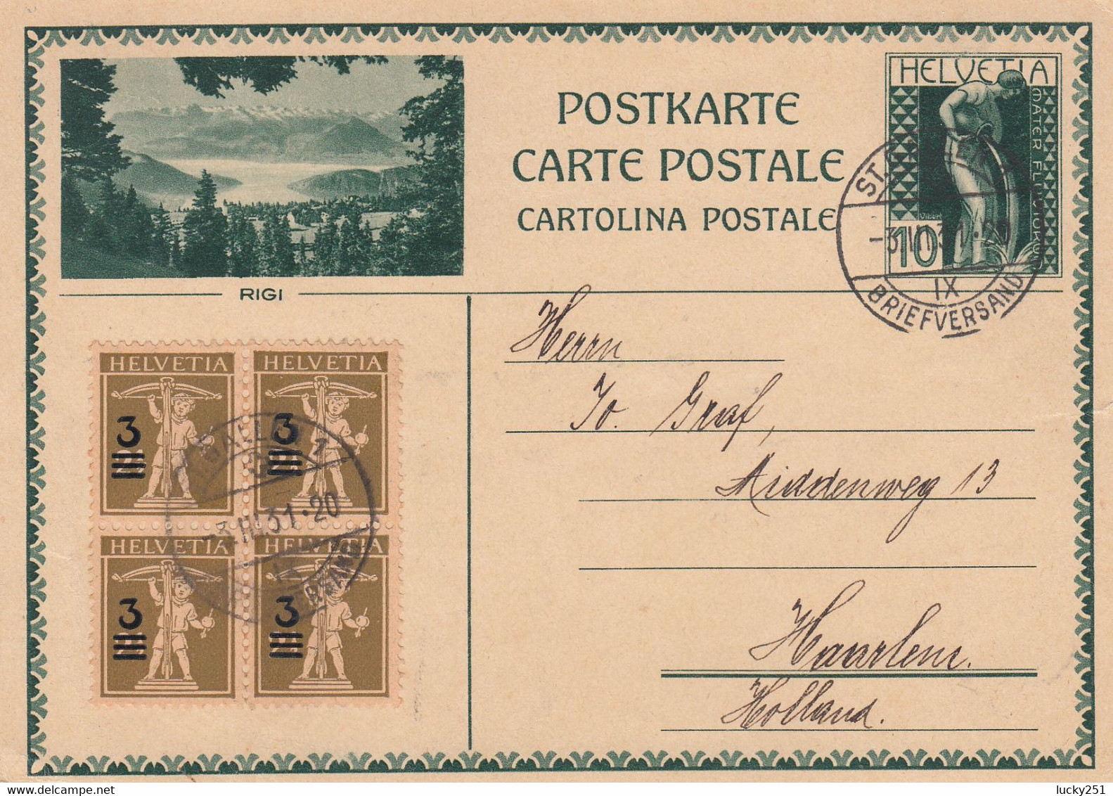 Suisse - Entiers Postaux - Carte Illustrée Rigi - De St Gallen Vers Hollande - 03/03/1931 - Entiers Postaux