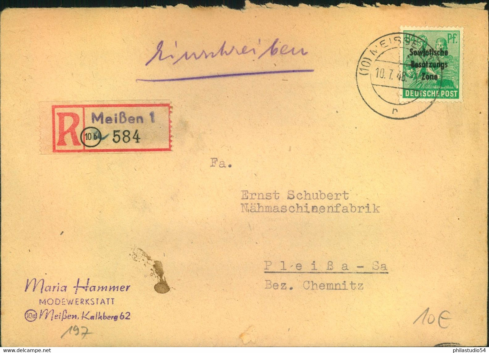 1948/1949, ALLG. AUSGABE, Maschinenaufdruck 11 Belege, alte Händlerauszeichnung 107,- Euro