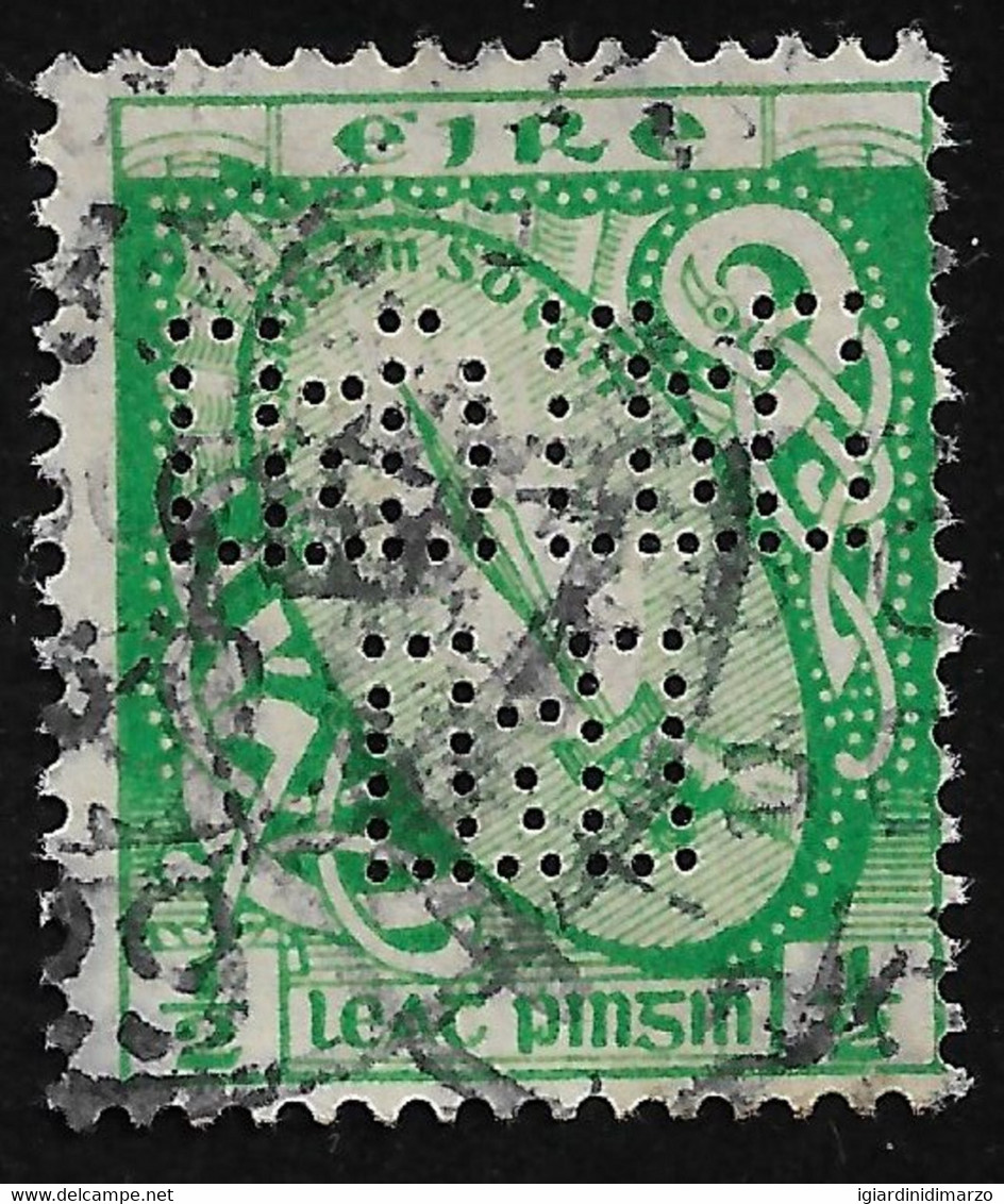 PERFIN IRLANDA - 1940-45 Valore Usato Da 1/2 P. Verde - Soggetti Diversi, Con Perforazione - In Ottime Condizioni. - Perforiert/Gezähnt