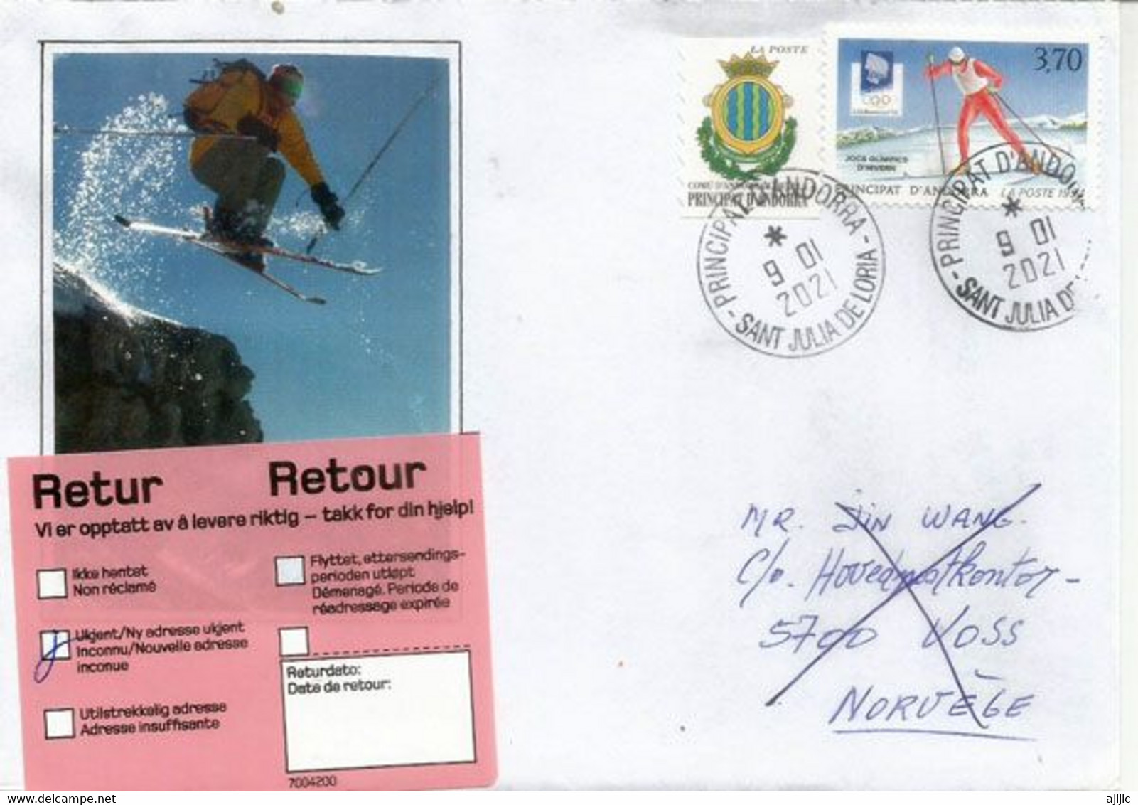 Lettre Andorre, Adressée En Norvege,  Retour à L Expéditeur. - Lettres & Documents