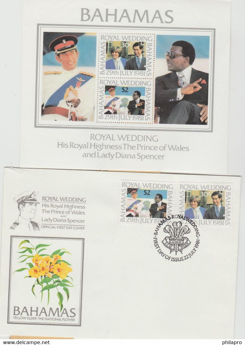 BAHAMAS LOT 2  FDC Diff  + 1BF  - ROYAL  WEDDING 1981 CHARLES + DIANA    Réf  GF - Otros & Sin Clasificación