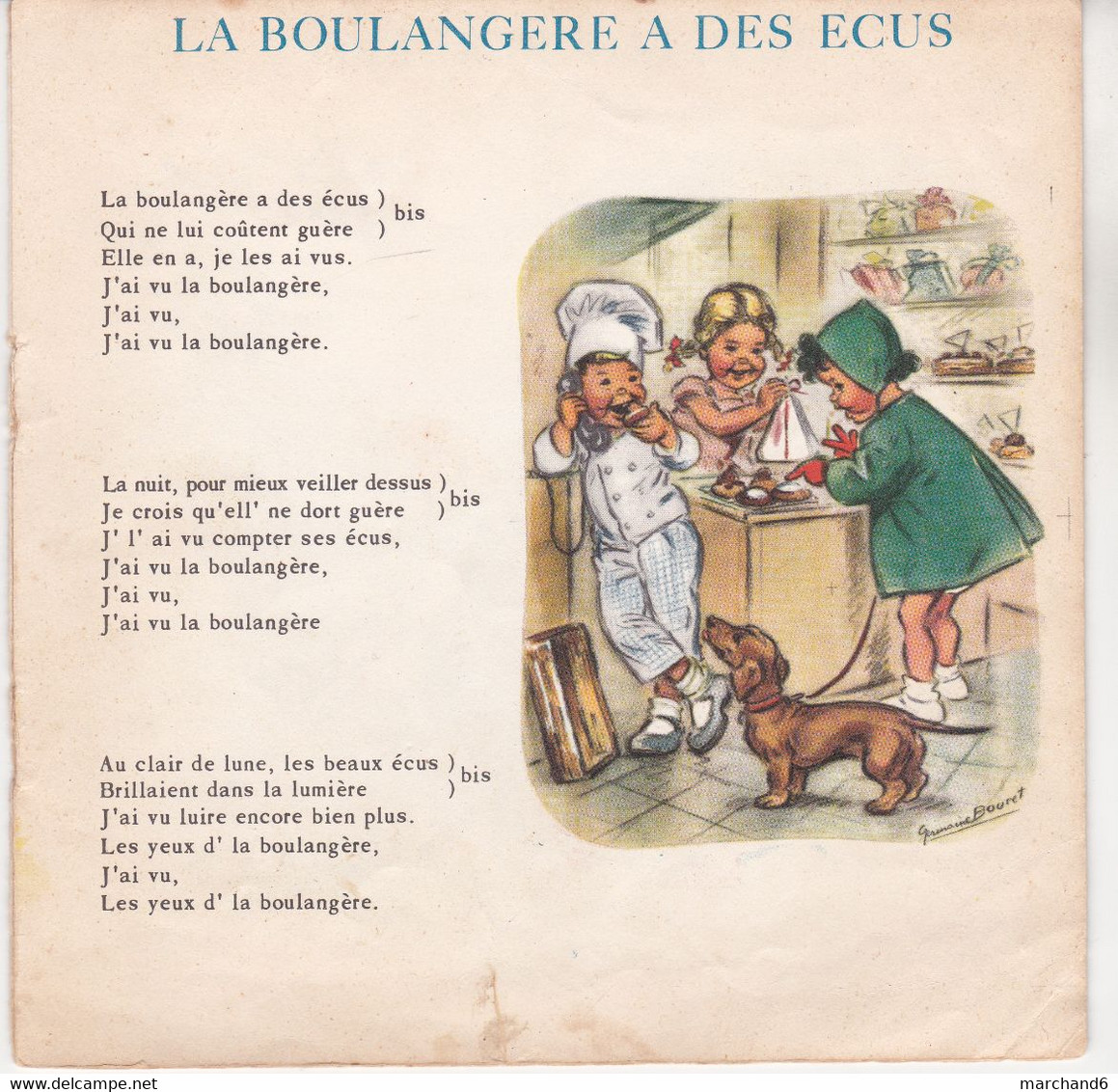 45 tours germaine bouret 12 dessins rondes et chansons chantées par les compagnons de la joie volume 3  très rare