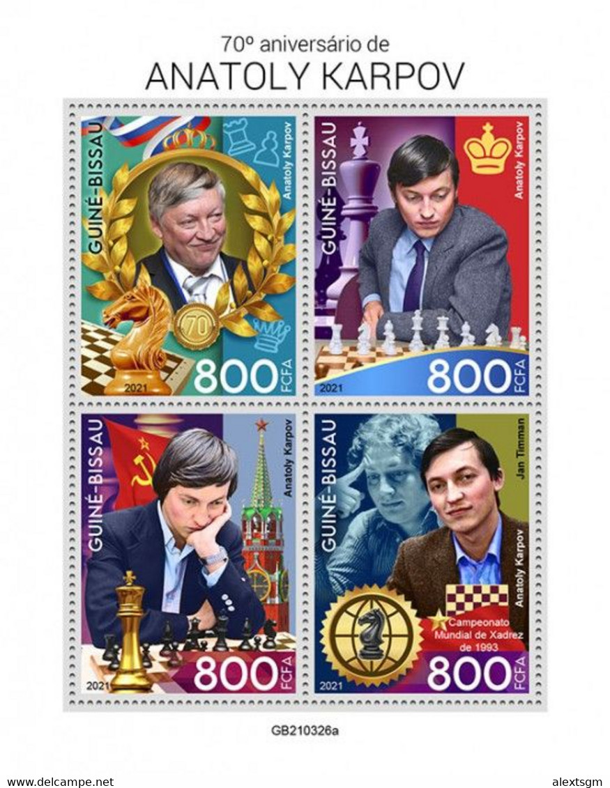 GUINEA BISSAU 2021 - A. Karpov, Jan Timman. Official Issue [GB210326a] - Chess