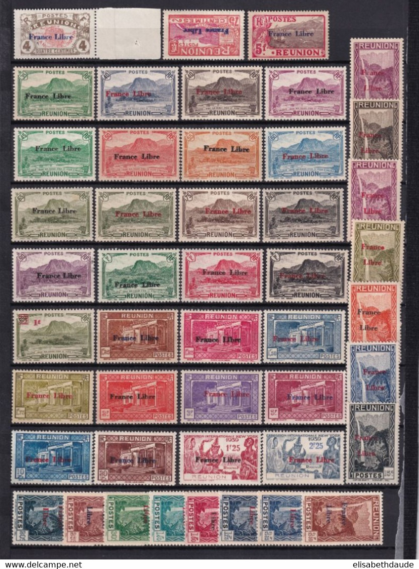 REUNION - 1943 - RARE SERIE COMPLETE FRANCE LIBRE YVERT N° 187/232 ** MNH ! - COTE 2022 = 350 EUR. - - Unused Stamps