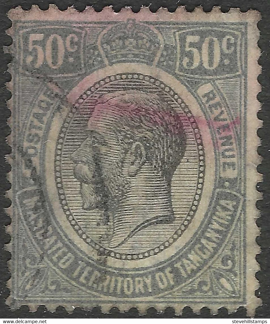 Tanganyika. 1927-31 KGV. 50c Used. SG 100 - Tanganyika (...-1932)