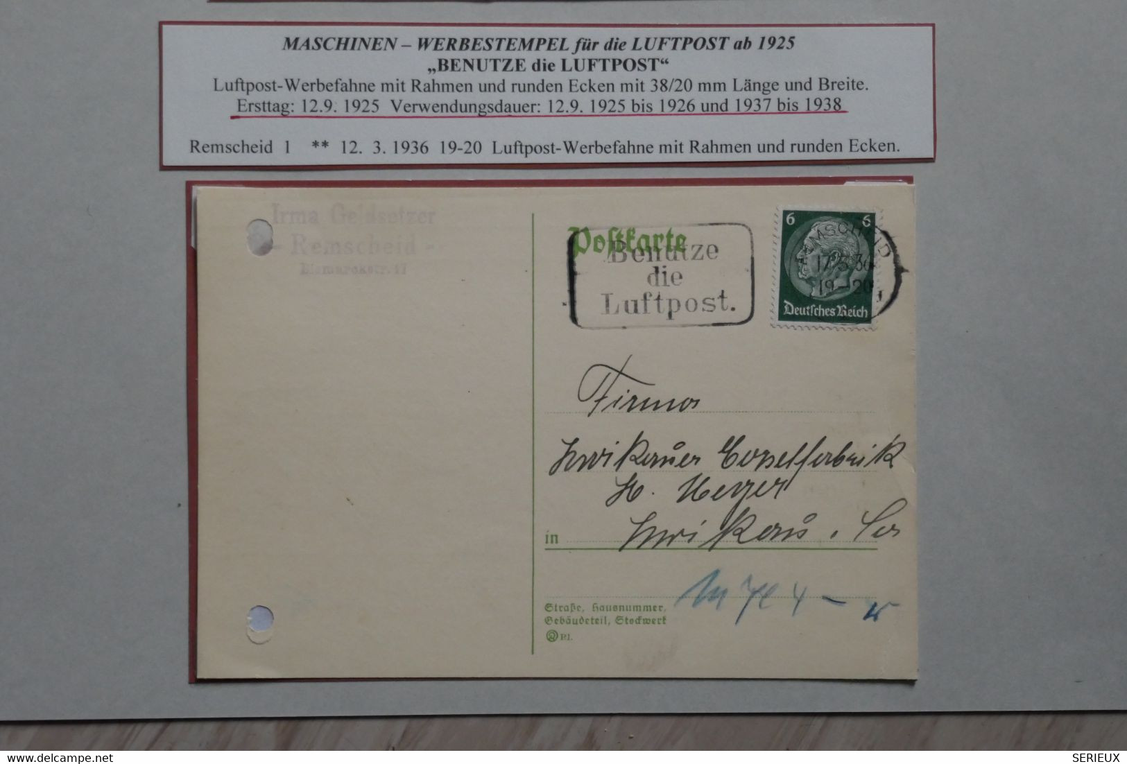 AD17 ALLEMAGNE BELLE LETTRE 1925 + REIMSTEID  +AEROPHILATELIE + AFFRANCH. INTERESSANT - Briefe U. Dokumente