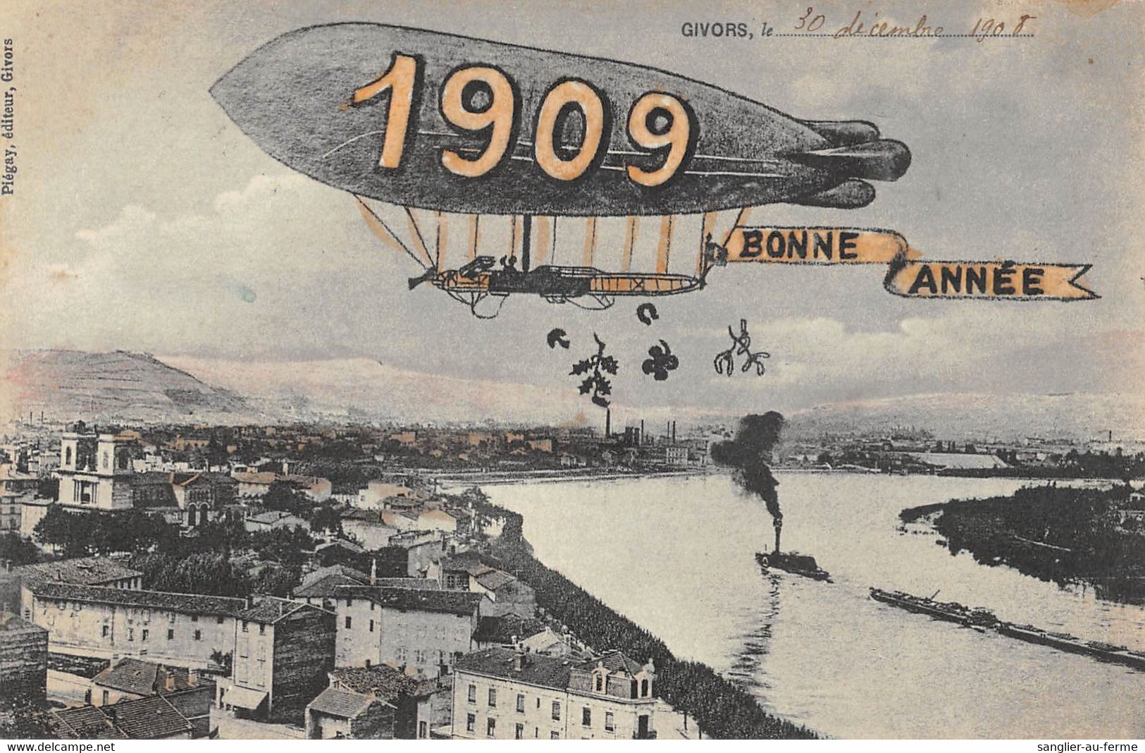 CPA 69 GIVORS ANNEE 1909 BALLON DIRIGEABLE - Givors