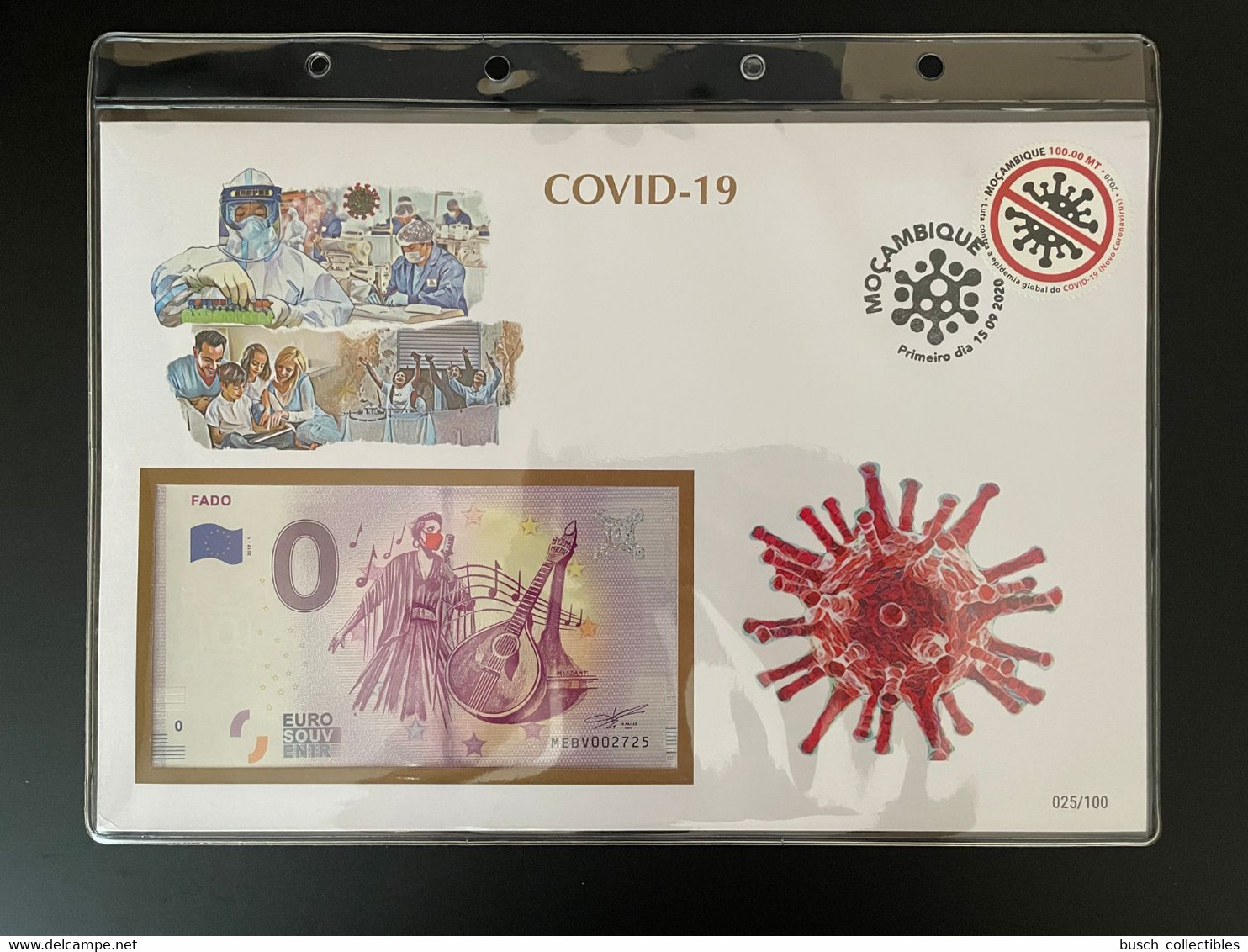 Euro Souvenir Banknote Cover COVID-19 Pandémie Pandemic Fado Mozambique Banknotenbrief - Mosambik