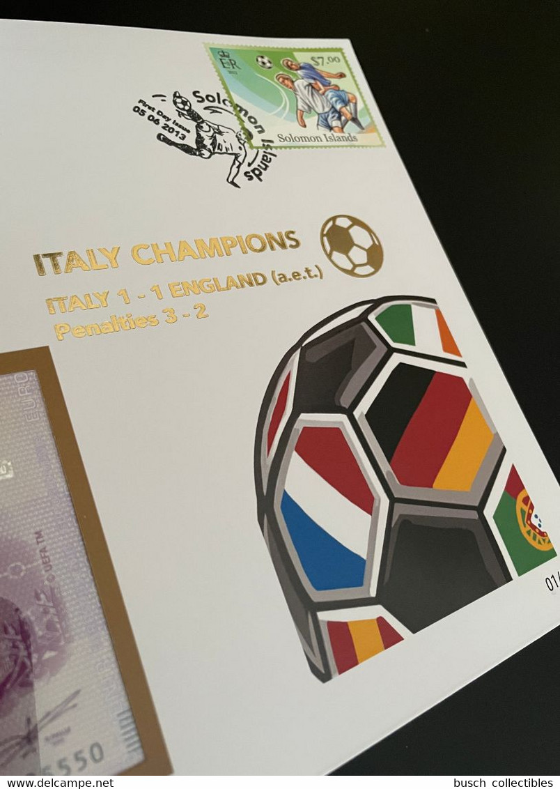 Euro Souvenir Banknote Cover Football 2021 Euro 2020 Football Fußball Italy Champions Gold Solomon Banknotenbrief - Salomon (Iles 1978-...)