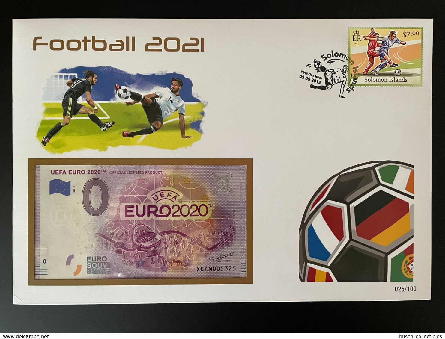 Euro Souvenir Banknote Cover Football 2021 Euro 2020 Football Fußball Soccer EM Solomon Banknotenbrief - Salomon (Iles 1978-...)