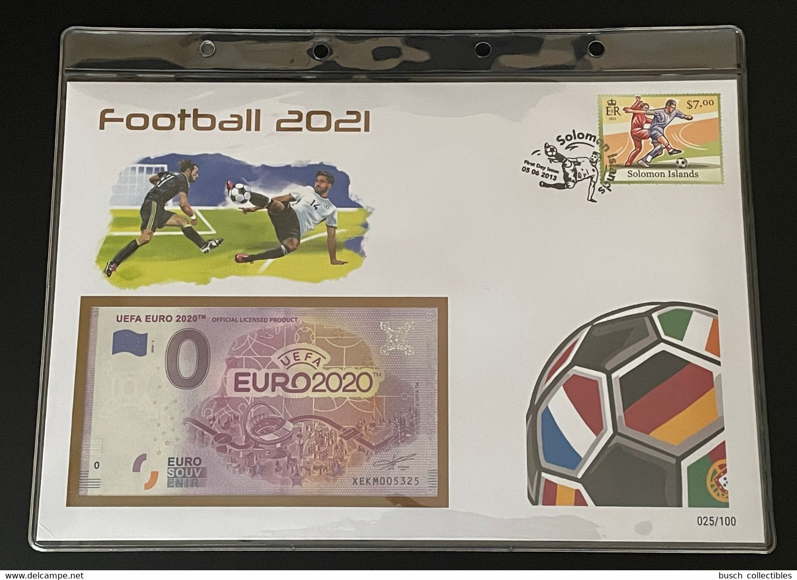 Euro Souvenir Banknote Cover Football 2021 Euro 2020 Football Fußball Soccer EM Solomon Banknotenbrief - Solomoneilanden (1978-...)