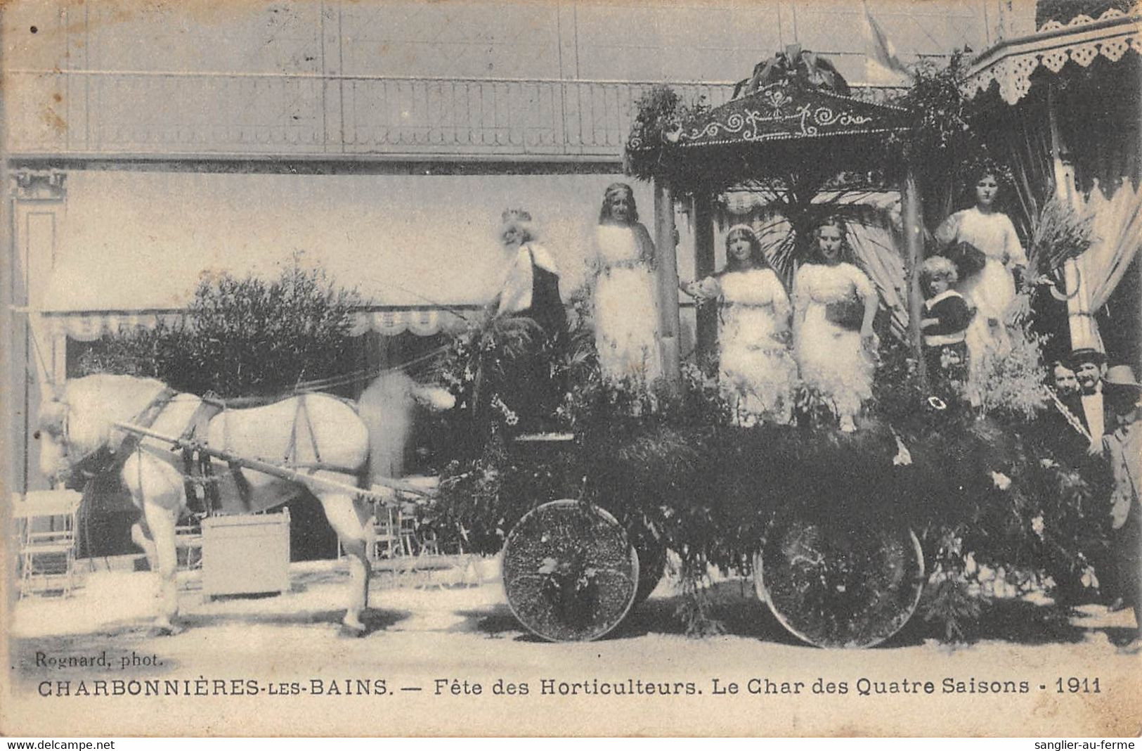 CPA 69 CHARBONNIERES LES BAINS FETE DES HORTICULTEURS LE CHAR DES QUATRE SAISONS 1911 - Charbonniere Les Bains