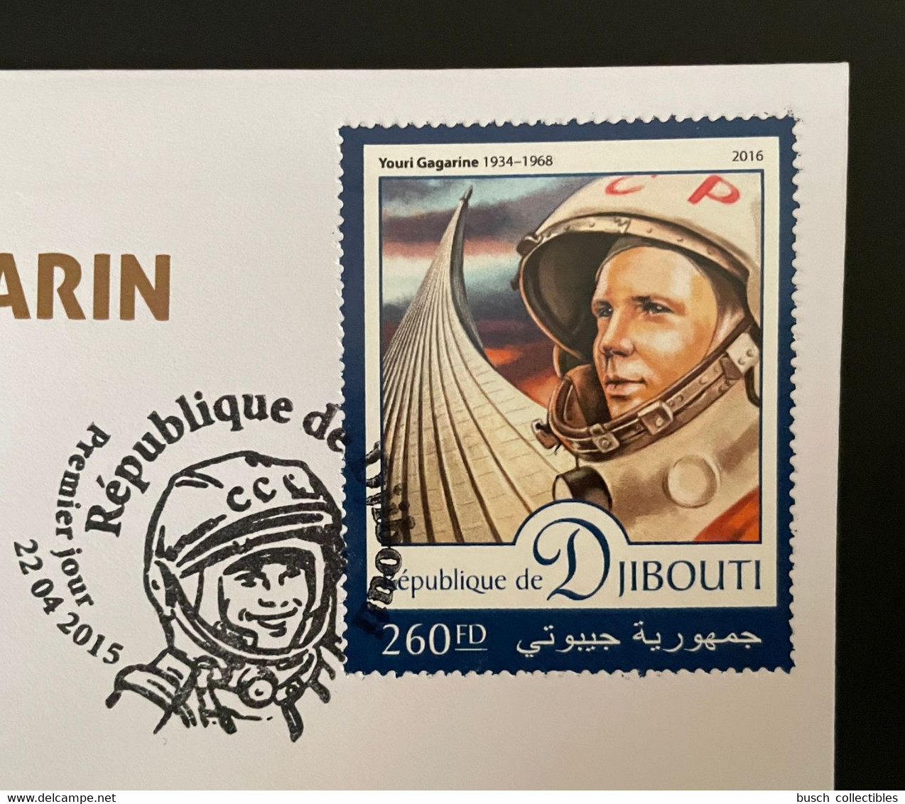 Euro Souvenir Banknote Cover Djibouti Youri Yuri Gagarine Gagarin Space Espace Bloc Block Banknotenbrief - Djibouti (1977-...)