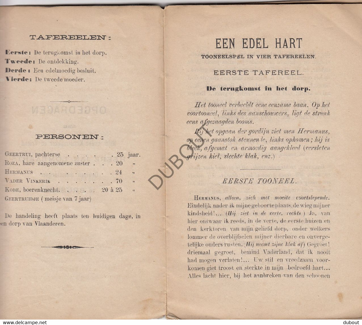 SCHAARBEEK - Toneel: Een Edel Hart - F. Edm. Lauwers, Druk J-F. Van Doorslaer, 1879  (V508) - Théâtre