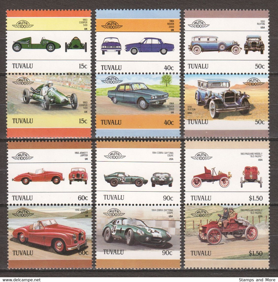 Tuvalu 1986 Mi 401-412 MNH CARS - Automobili