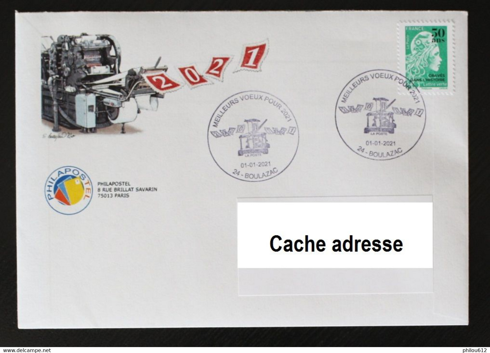 24 - Boulazac - Meilleurs Voeux 2021 - Avec Carte De L'imprimerie Des Postes - Bolli Commemorativi