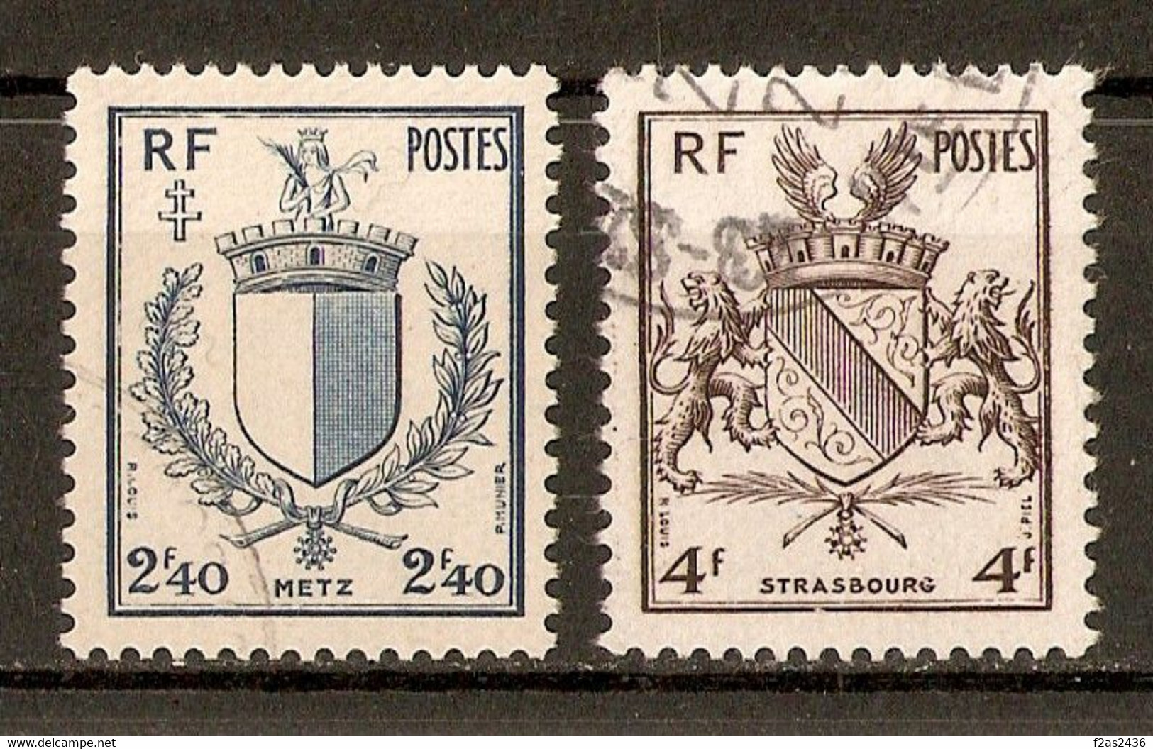 1945 - Libération De Metz Et De Strasbourg (Armoiries) N°734-35 - Gebraucht