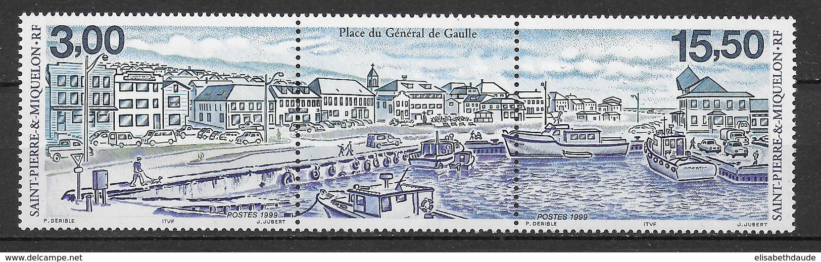 SPM - 1999 - LIVRAISON GRATUITE A PARTIR DE 5 EUR D'ACHAT - PLACE GENERAL DE GAULLE - TRIPTYQUE YVERT N°702A **  MNH - - Unused Stamps