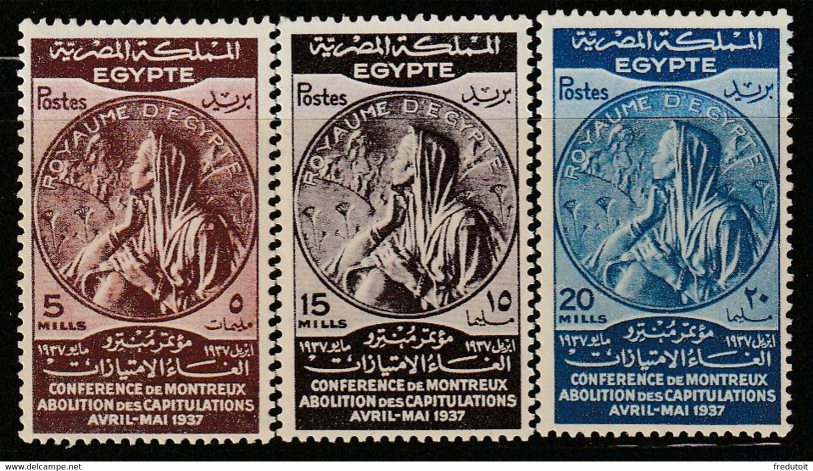 EGYPTE - N°196/8 ** (1937) - Unused Stamps