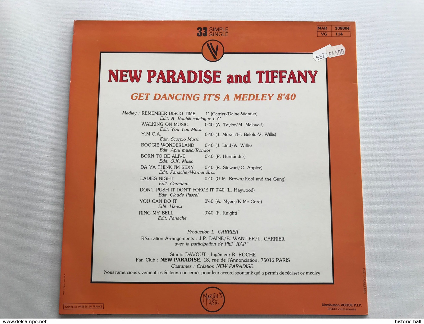 NEW PARADISE And TIFFANY - Get Dancing It’s A Medley - 1983 - FRENCH Press - Disco, Pop