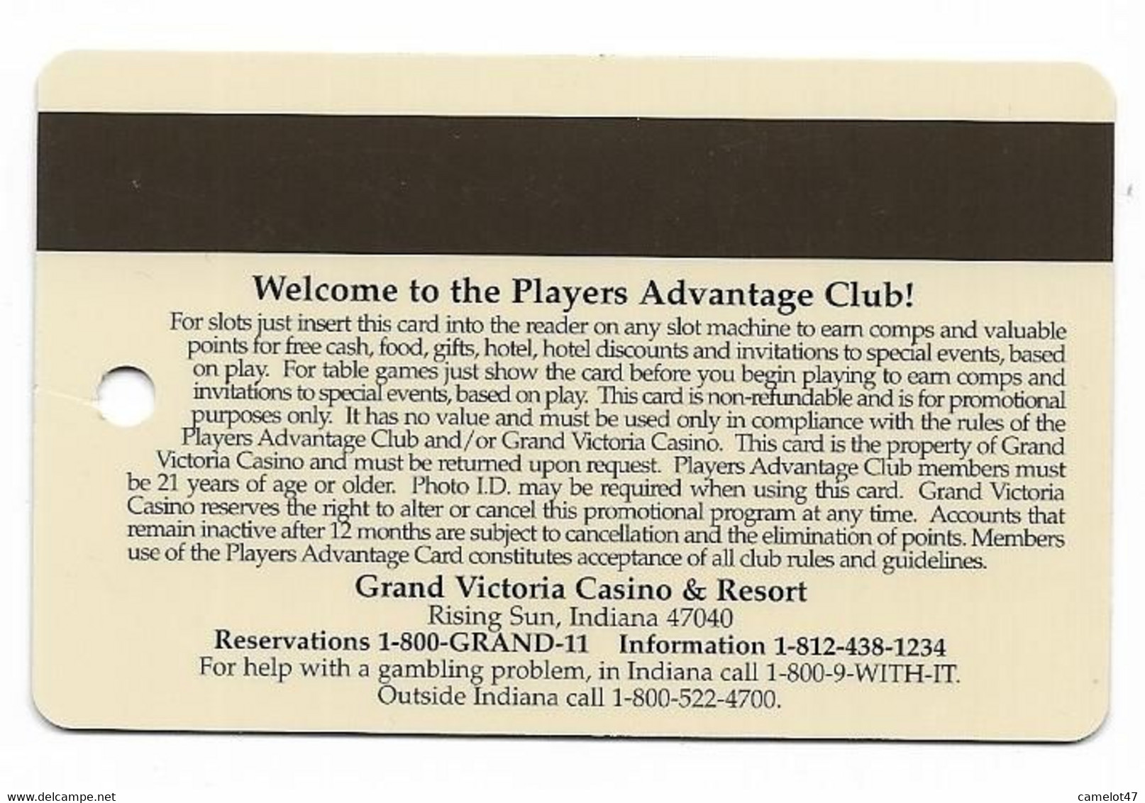 Grand Victoria Casino, Elgin, IL  Older Used Slot Or Player's Card, # Grandvictoria-7 - Casinokarten