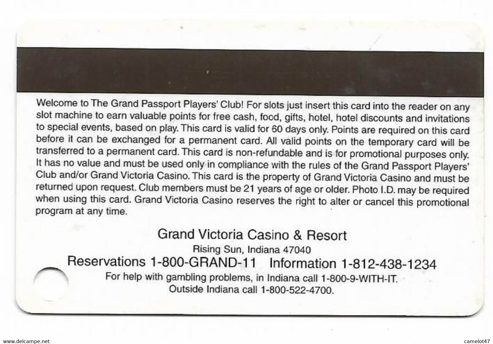 Grand Victoria Casino, Elgin, IL  Older Used Slot Or Player's Card, # Grandvictoria-9 - Casinokarten