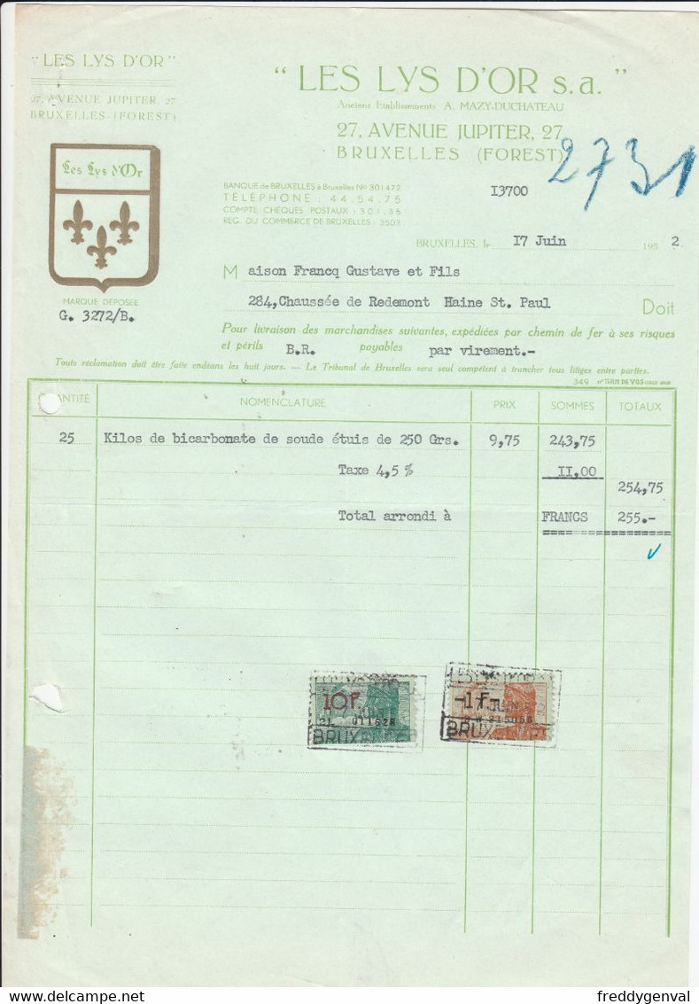 FOREST LE LYS D,OR   BICARBONATE - 1950 - ...