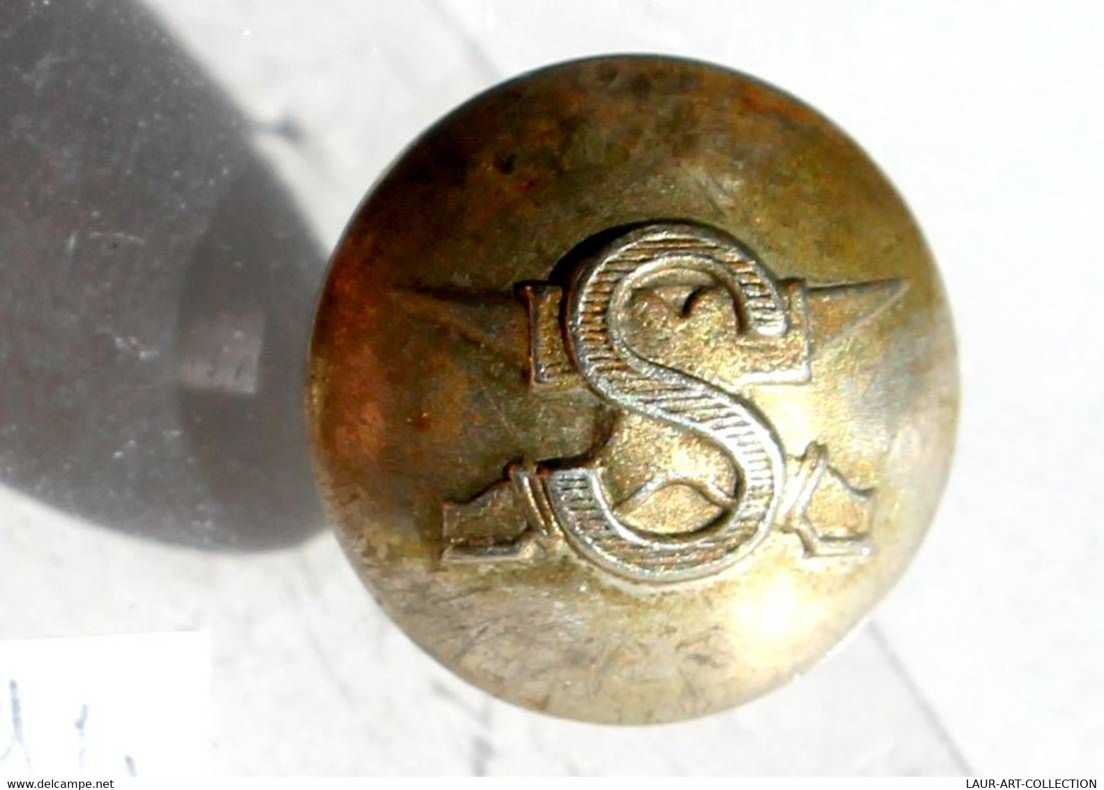 BOUTON UNIFORME - MILITAIRE? CHIFFRÉ MONOGRAMME " S " + ENCLUME 17mm BUTTON / RARE ANCIEN BUTTON       (2202.94') - Buttons