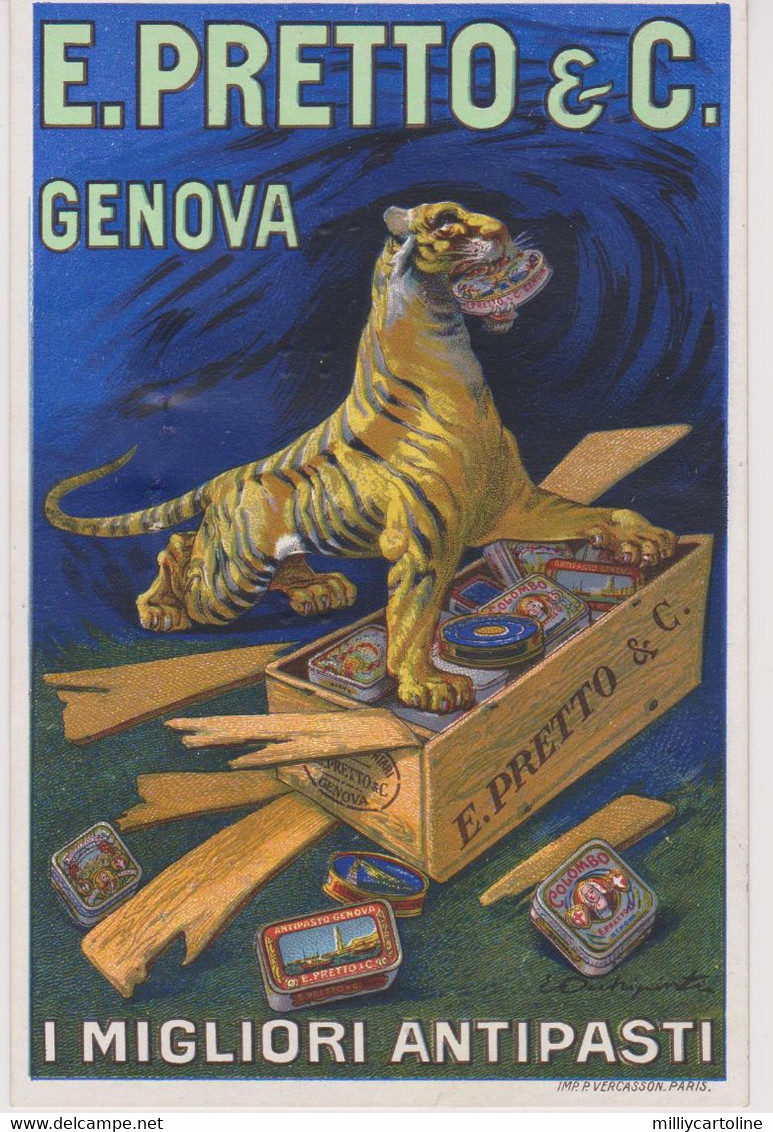 CARTOLINA PUBBLICITARIA  E. PRETTO & C. GENOVA 1925 BELLA ! - Advertising