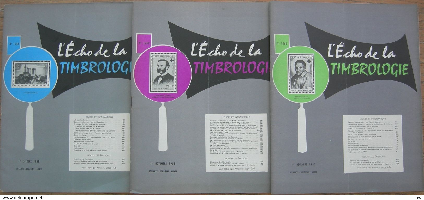 REVUE L'ECHO DE LA TIMBROLOGIE Année 1958 (n° 1258 à 1260) - Français (àpd. 1941)