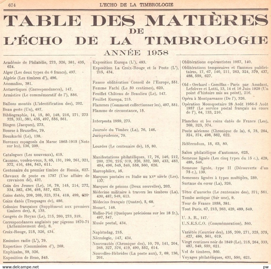 REVUE L'ECHO DE LA TIMBROLOGIE Année 1958 (n° 1258 à 1260) - Français (àpd. 1941)