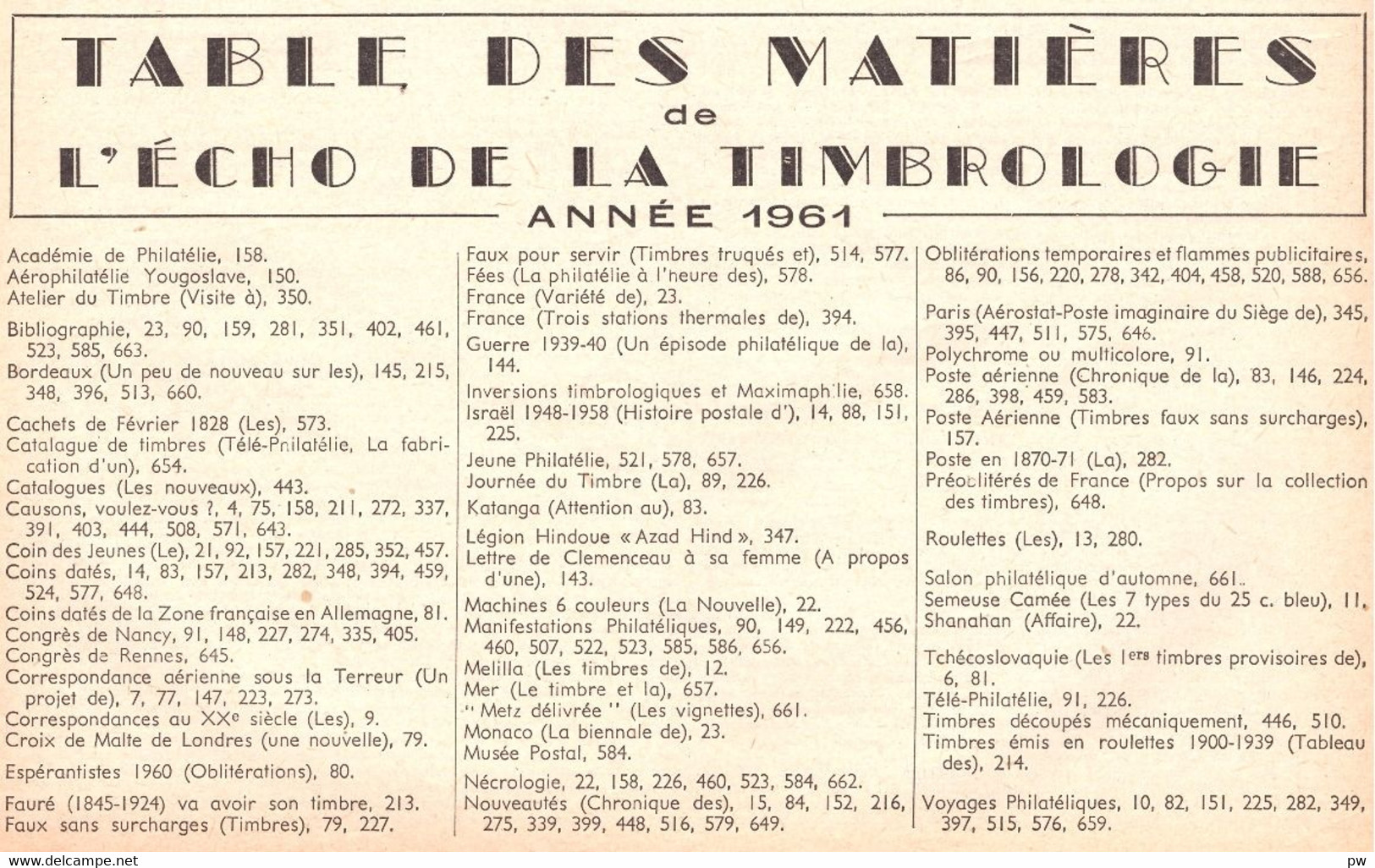REVUE L'ECHO DE LA TIMBROLOGIE Année 1961 (n° 1293 à 1296) - Français (àpd. 1941)