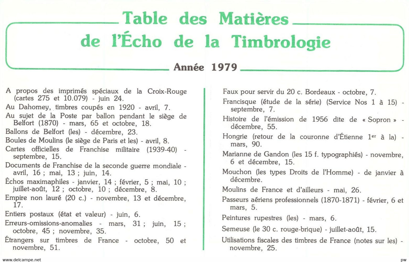 REVUE L'ECHO DE LA TIMBROLOGIE Année 1979 (n° 1499,1501, 1502, 1504) - Français (àpd. 1941)