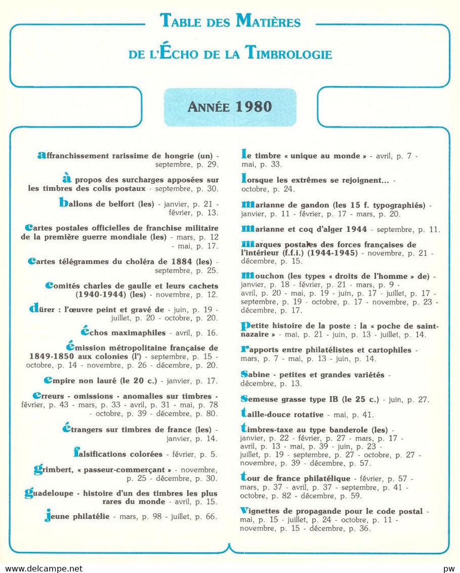 REVUE L'ECHO DE LA TIMBROLOGIE Année 1980 (n° 1509, 1511, 1512) - Français (àpd. 1941)