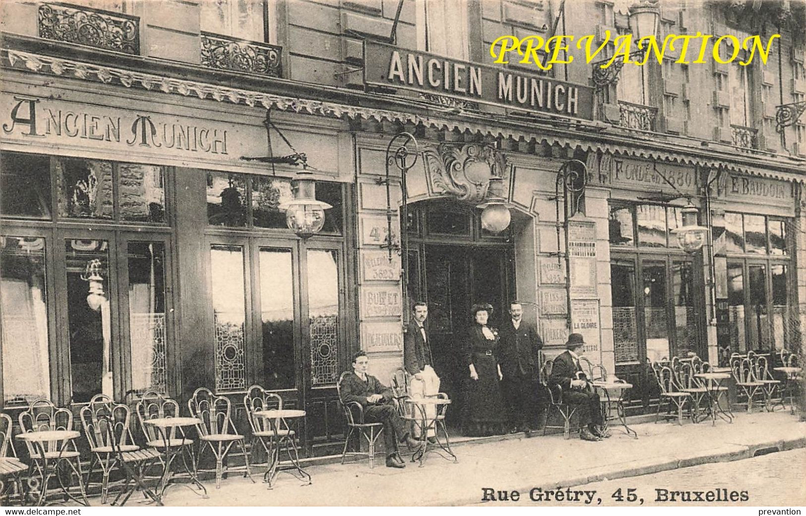 BRUXELLES 45, Rue Grétry - Café - Restaurant "Ancien Munich" Fondée En 1880 - Carte Animée Et Circulé En 1909 - Cafés, Hôtels, Restaurants
