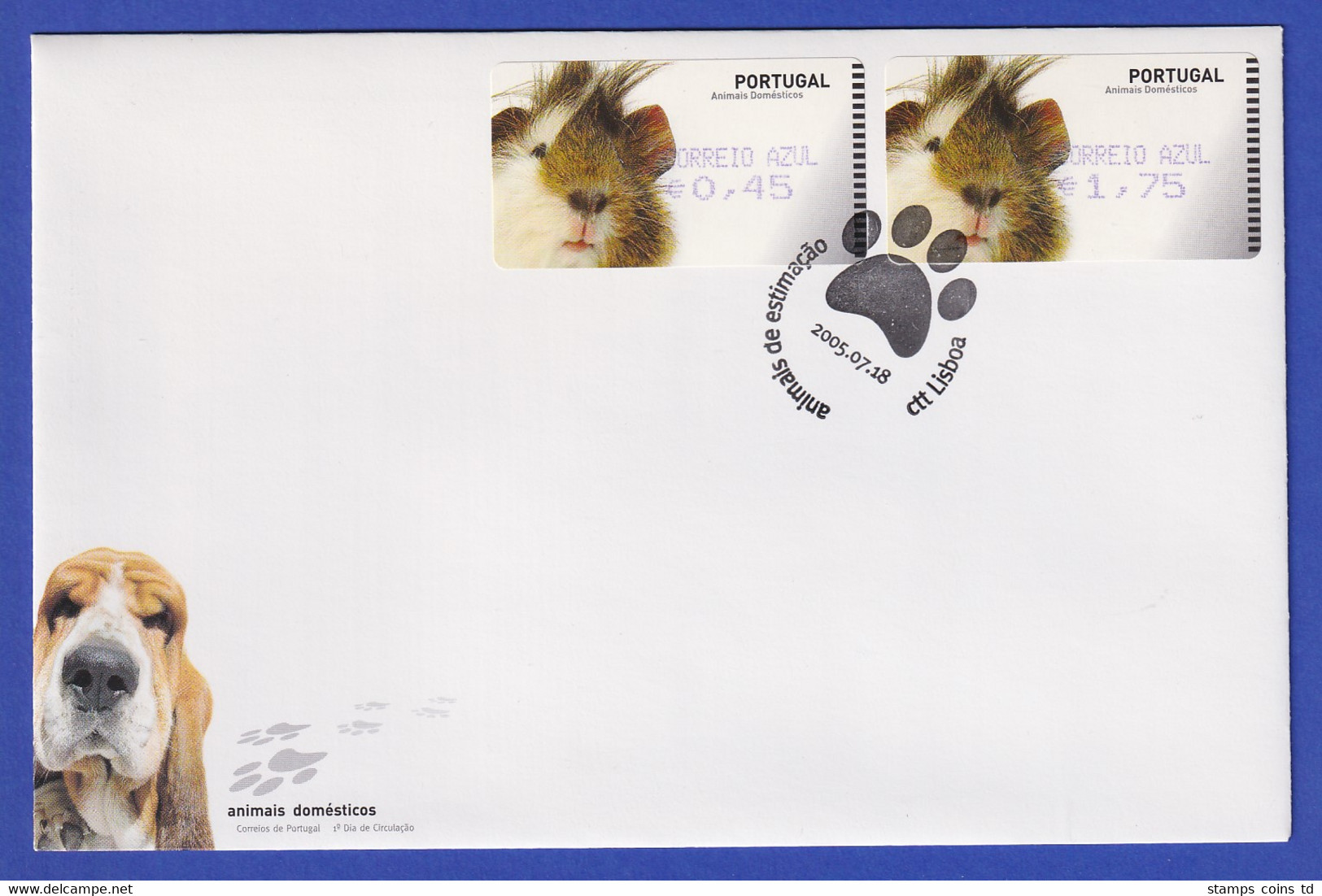 Portugal 2005 ATM Hund / Hamster Amiel Mi-Nr 50-51 Je Satz AZUL 45-175 Auf FDC - Automatenmarken [ATM]