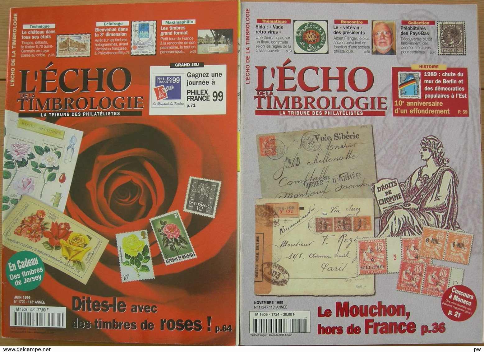 REVUE L'ECHO DE LA TIMBROLOGIE Année 1999  (n° 1720 Et 1724) - French (from 1941)