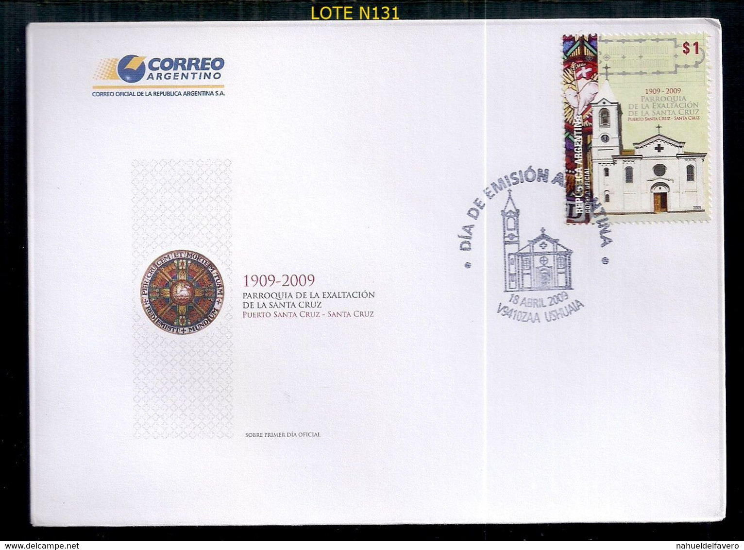 ARGENTINE 2009 GJ 3737 100 ANS DE LA PAROISSE DE L'EXALTATION DE LA CROIX - Covers & Documents