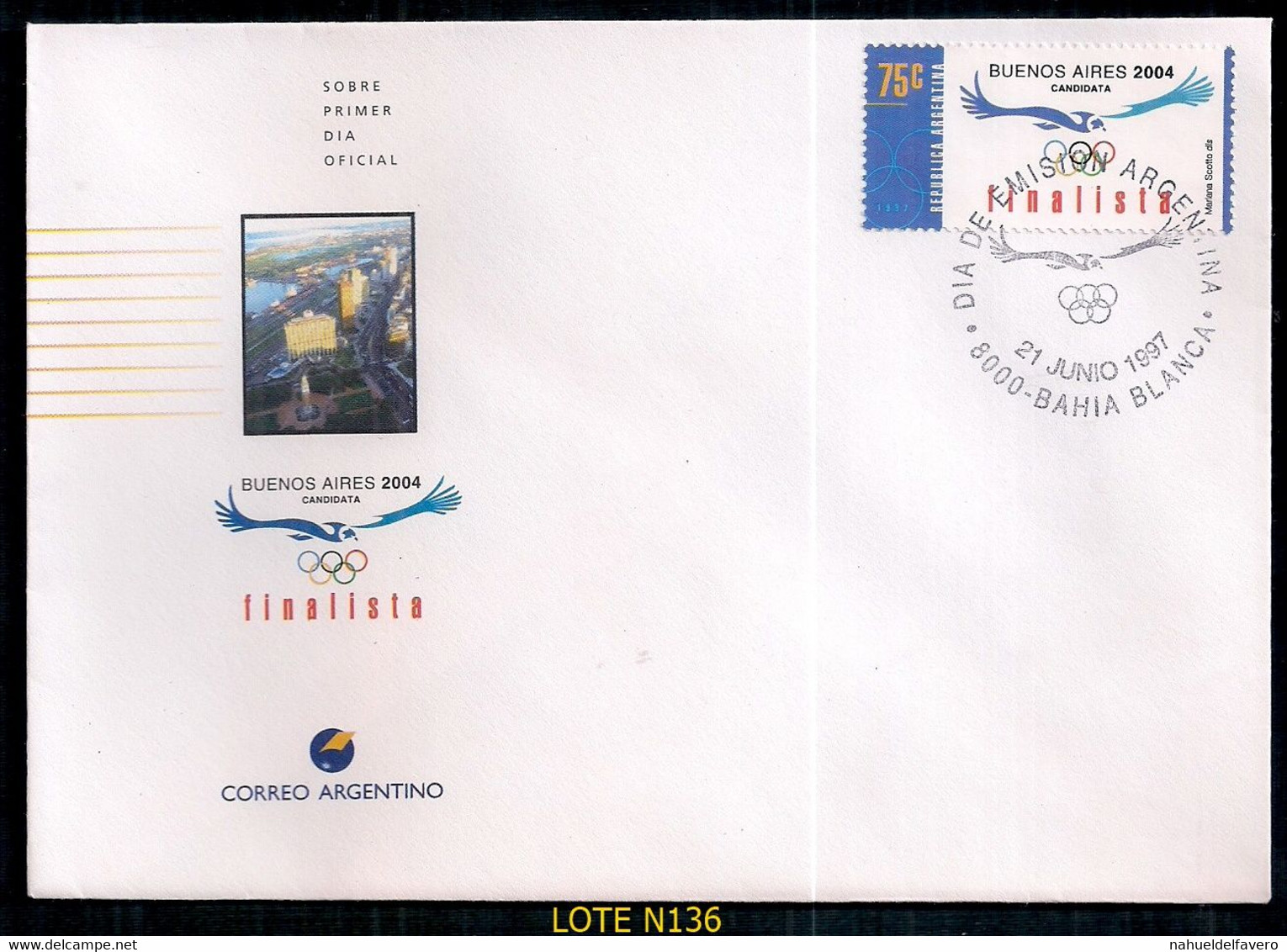 ARGENTINA 1997 GJ 2827 BS AS CANDIDATA SEDE OLIMPICA - Storia Postale