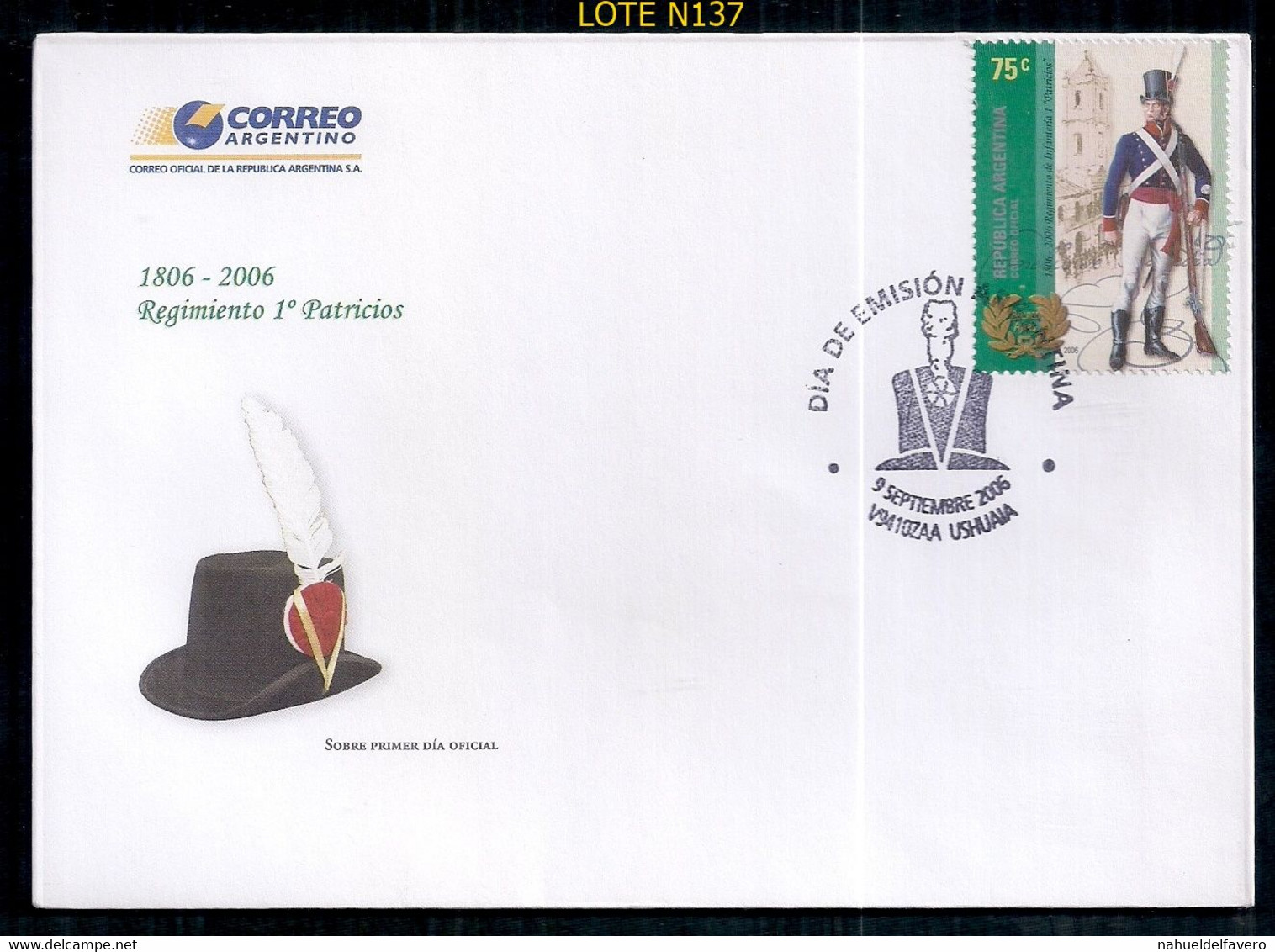 ARGENTINA 2006 GJ 3560 200 AÑOS DE LA CREACION DEL REGIMIENTO DE PATRICIOS - Storia Postale