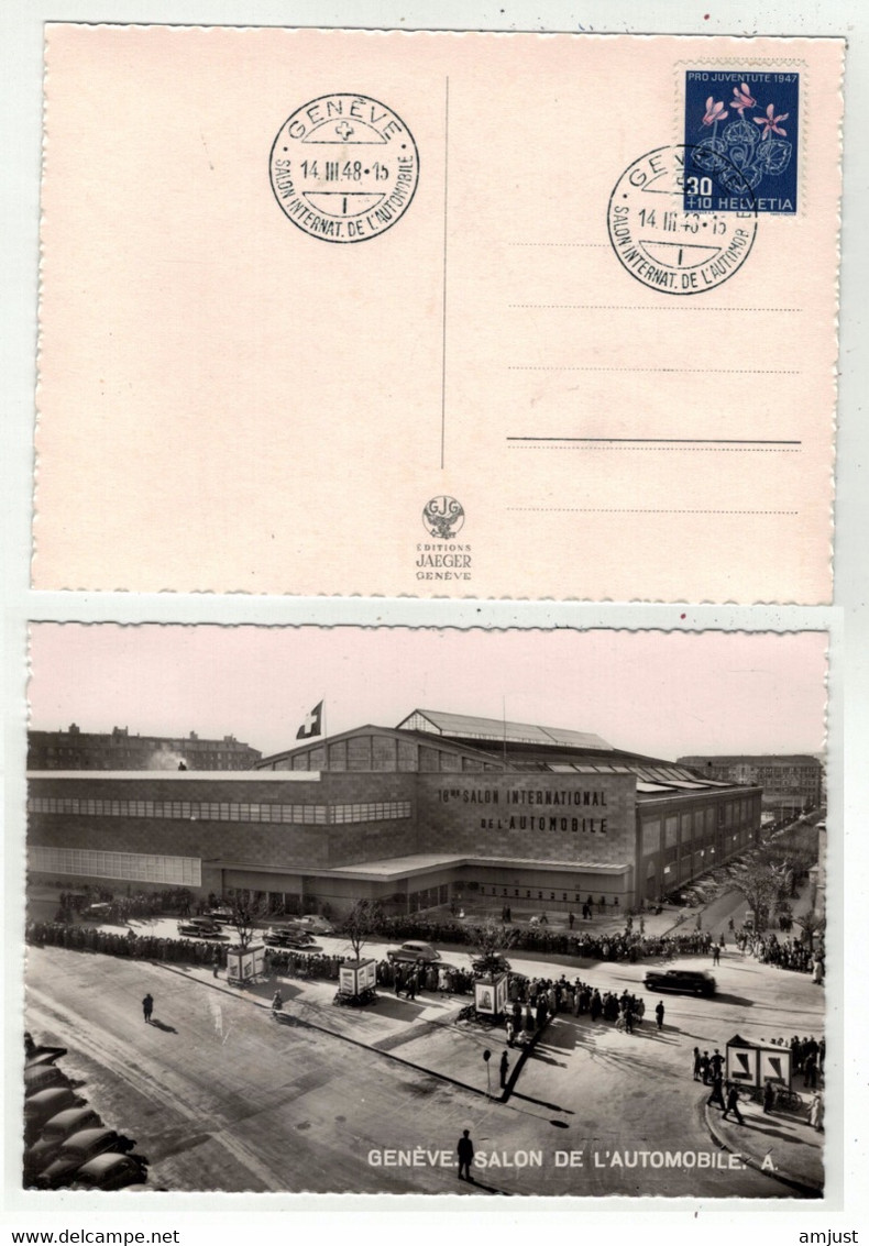 Suisse // Bureau De Poste Automobile, Salon De L'Automobile Genève 14.03.1948 (SA16) - Postmark Collection