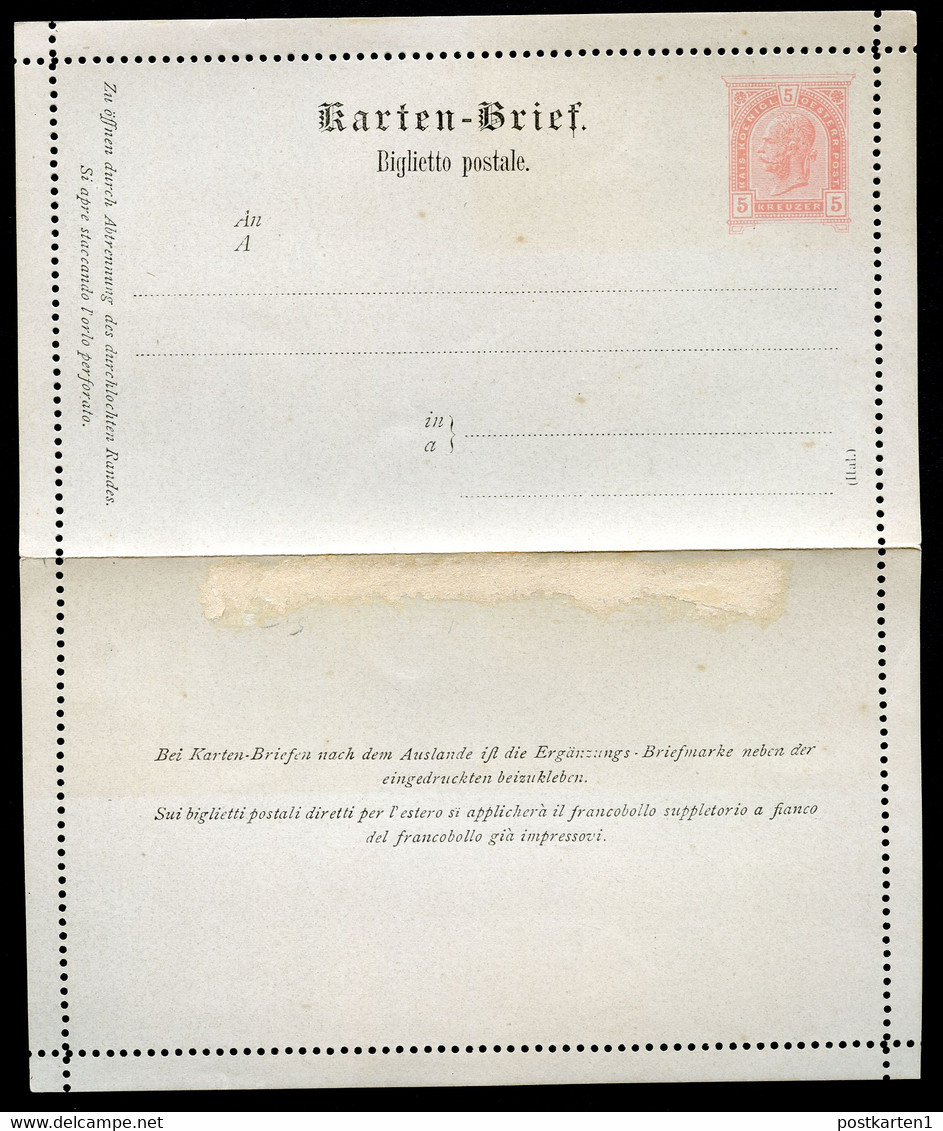 ÖSTERREICH Kartenbrief K24d Italienisch Gez. L9.5 1890 Kat. 9,00 €+ - Andere & Zonder Classificatie