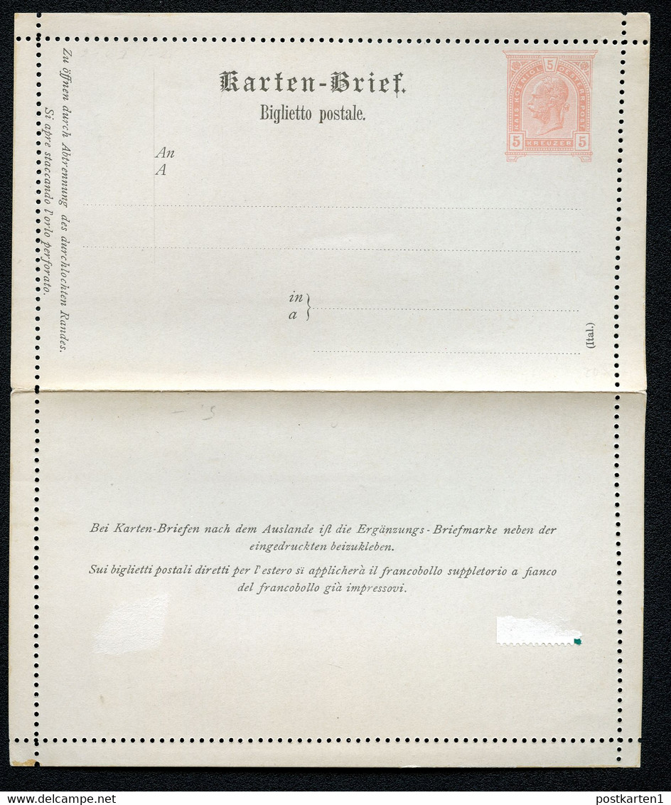 ÖSTERREICH Kartenbrief K24e Italienisch Gez. L9.5 1890 Kat. 9,00 €+ - Andere & Zonder Classificatie