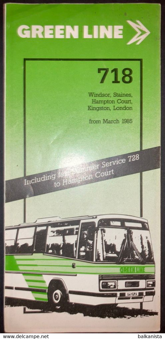 London Green Line Bus 718 Timetable Brochure - Europe