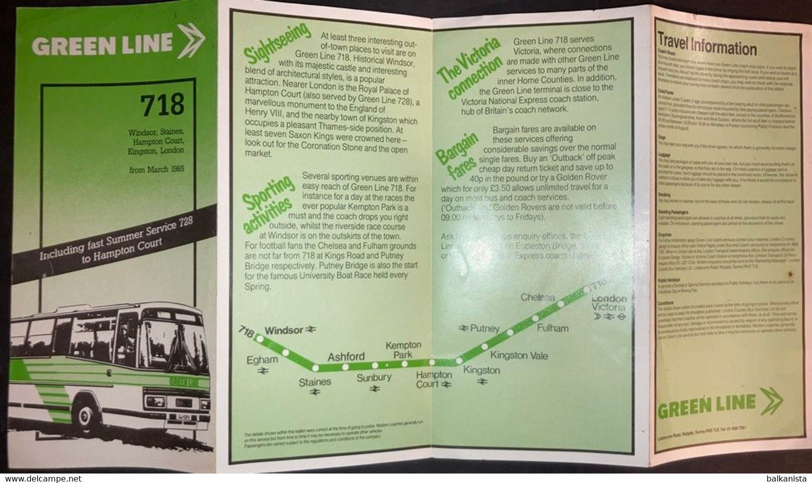 London Green Line Bus 718 Timetable Brochure - Europe