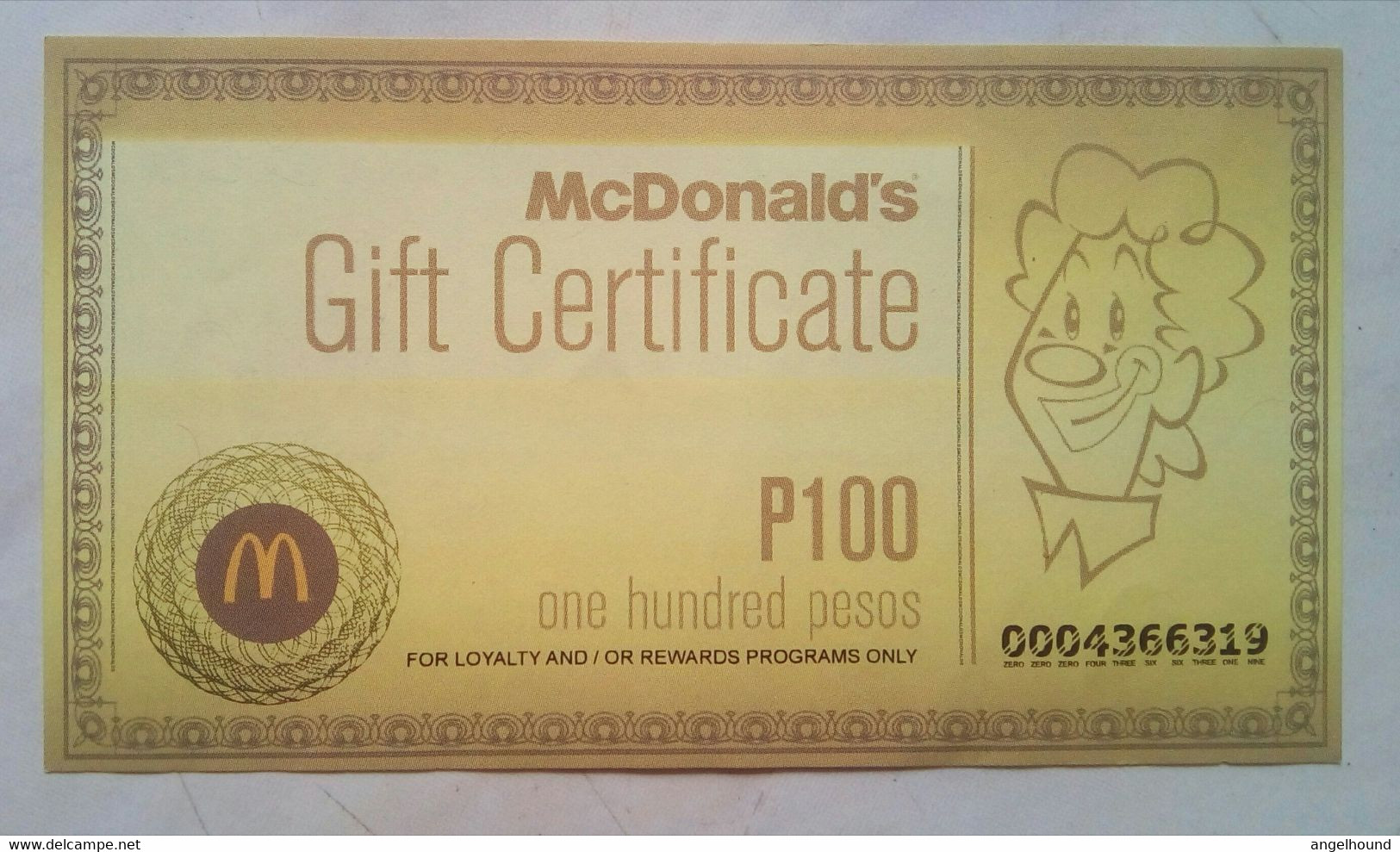 McDonald's Philippines Gift Certificate - McDonald's