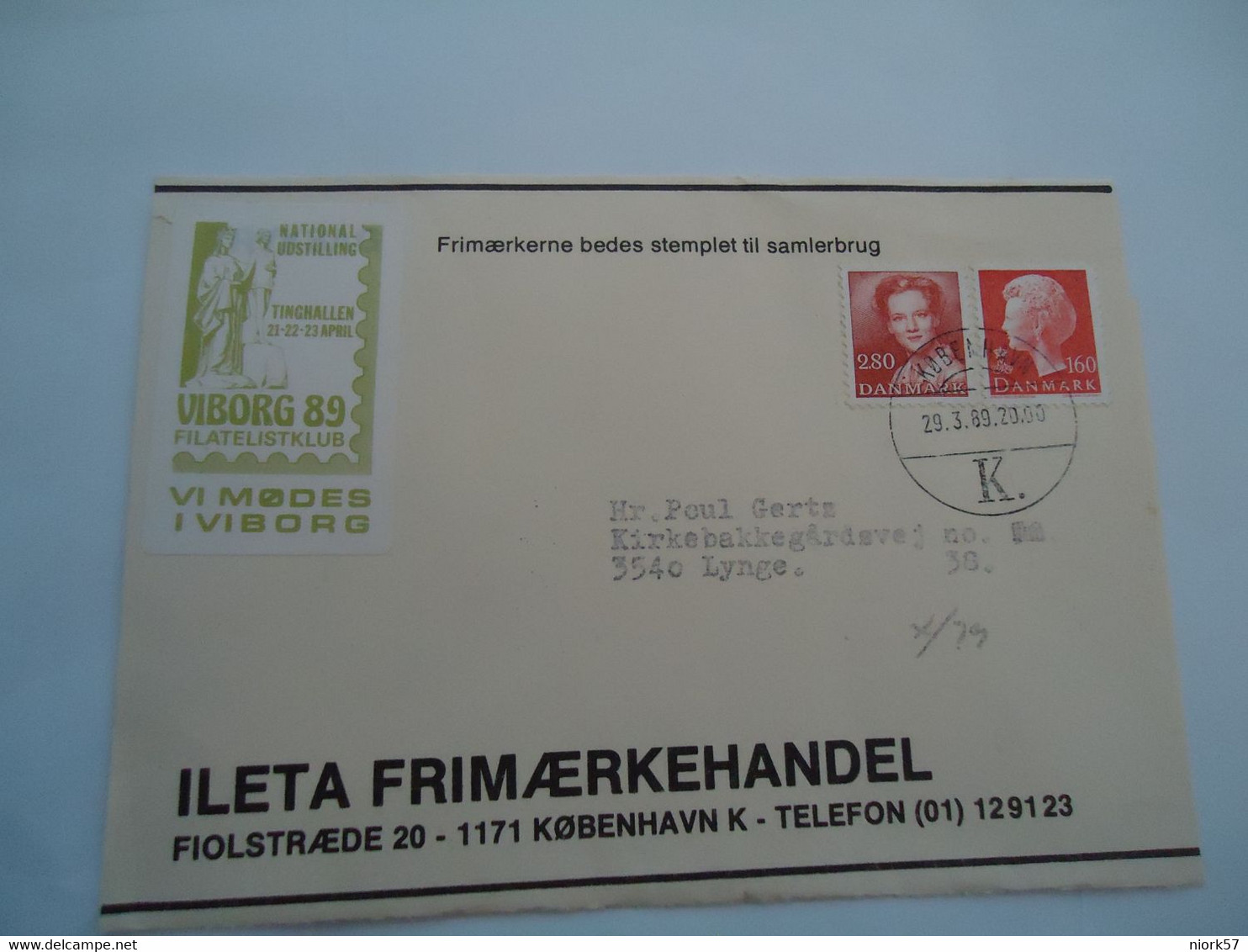 DENMARK COVER    1989  WITH VIGNETTES  VIBORG 89 - Maximum Cards & Covers